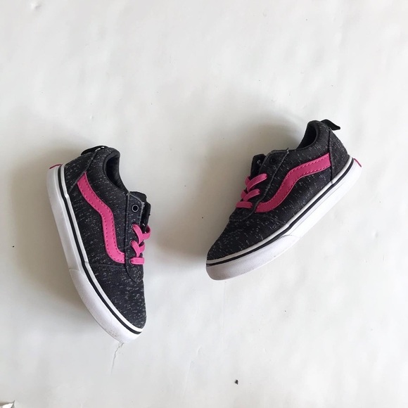 Vans ward gray/pink slip on sneakers VGUC  size 9 kids - Picture 1 of 7